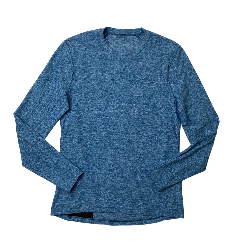Lululemon Shirt Mens S Small Evening Blue Surge Warm Long Sleeve Thumbholes